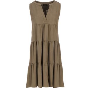 A-lijn Jurk - Olijf - Mouwloos - Geweven Viscose