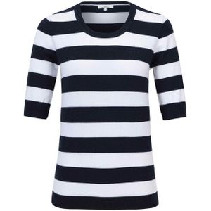 HV Society - Gebreide Top - Blokstreepontwerp - Ronde Hals - Halflange Mouwen