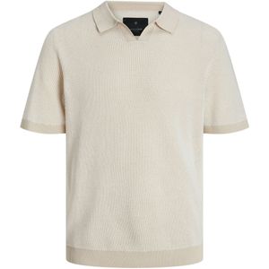 Jack & Jones Blabani knit split neck polo snow white/twisted w