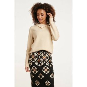 Smashed Lemon - 24790 - Gebreide Coltrui - Zandkleur - Met Schouderknopen