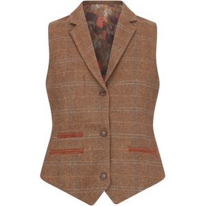 Dames - Oak Brown - Tailored Fit - Gilet - Visgraatmotief