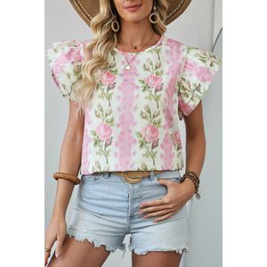 Bloemen Rimpel Mouw Top