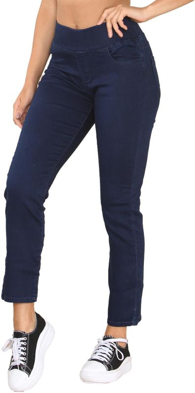 Enzo - Dames Spijkerbroek - Indigo - Wijdere Taille - Slim Fit - Stretch Denim
