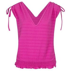 Lofty Manner - Fuchsia Top - Dames - 95% Polyester - Korte Mouwen