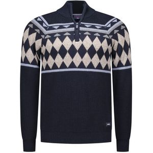 NZA - Katoenen Half Zip Trui - Blauw - Regular Fit