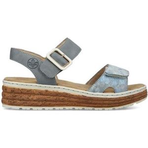 Sandalette - Jeansblauw - Zomerschoen - Sleehaksandaal met Klittenbandsluiting