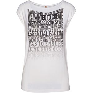 Mouwloze Top - Wit - Woordprint - Stretch Jersey Stof