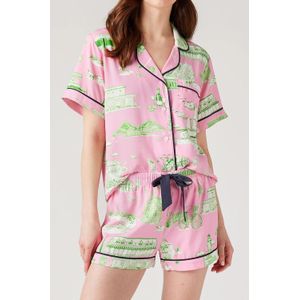 Zijden Pyjama Set Groene Fietsprint