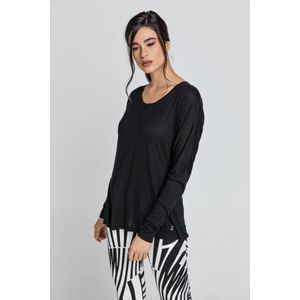 SWL - Haltertop - Zwart - Lange Vleermuismouwen - Ronde Halslijn