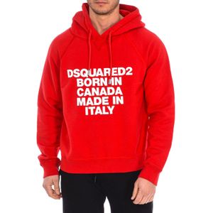 Dsquared2 - Hoodie - Rood - Katoen - Verstelbare Capuchon - Ronde Hals
