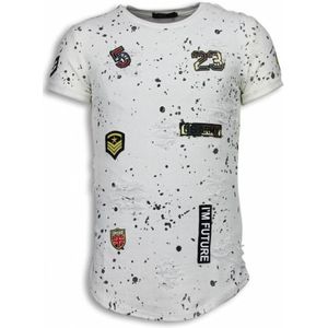 Justing Paint drops army shirt long fit t-shirt black dotted