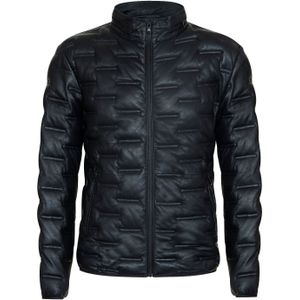 Puffer-gewatteerd leren bomberjack - Zwart - Infinity Signature Range - Heren
