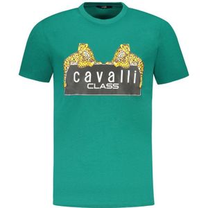 Cavalli Class - Groene Luipaardprint Tee - Heren T-shirt - Katoen