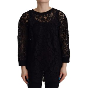 Dolce & Gabbana - Elegante Zwarte Blouse - Dames - Lange Mouwen - Katoen