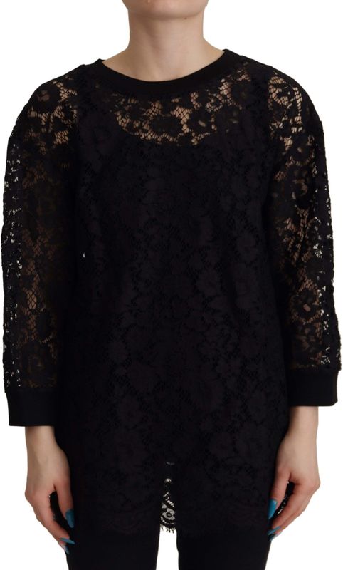 Dolce & Gabbana - Elegante Zwarte Blouse - Dames - Lange Mouwen - Katoen