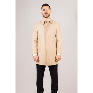 Herenjas - Beige - Wolmix - Met Klassieke Kraag