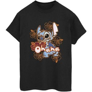 Li-cense Disney dames lilo and stitch ohana oranje hibiscus katoenen vriendje t-shirt