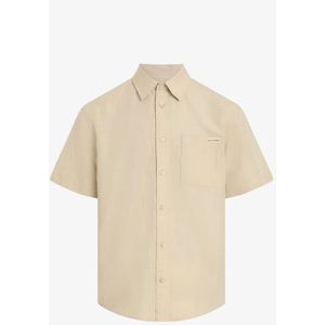 Calvin Klein - Korte Mouw Overhemd - Beige - Katoen/Linnen