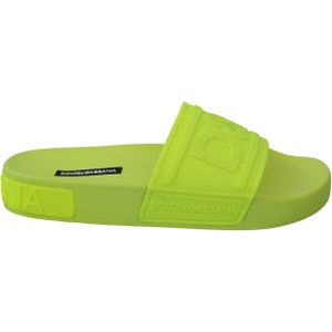 Dolce & Gabbana Dames Groene DG Logo Fluorescente Strand Slippers
