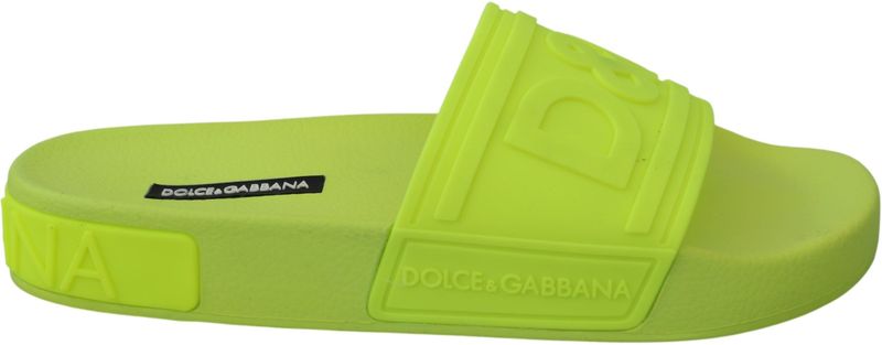 Dolce & Gabbana Dames Groene DG Logo Fluorescente Strand Slippers