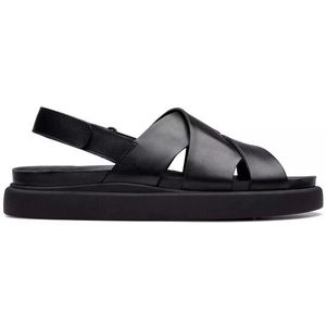 Clarks - Aristella Sun - Dames Schoenen - Zwart - Leer - Verstelbare Enkelband