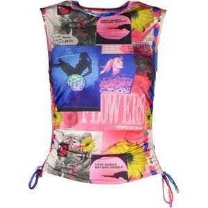 Desigual - Tanktop - Blauw - 91% Acetaat, 9% Elastaan