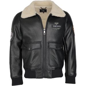 Top Gun imitatieleren jas TG20213035 met imitatiebontkraag