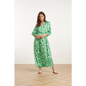 Smashed Lemon - 25082 - Satin Maxi Jurk - Groen - Dierenprint
