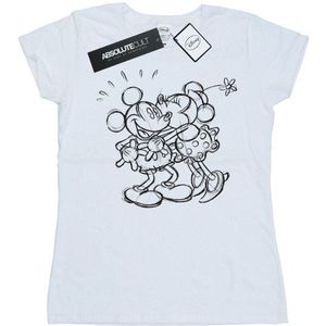 Li-cense Disney dames mickey en minnie mouse kus schets katoenen t-shirt