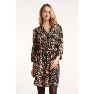 Smashed Lemon - Korte Jurk - Abstract Zwart en Camel Print
