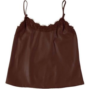 Turquoise Top zonder mouw m0408 hemd pu kant