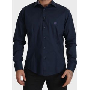 Roberto Cavalli Katoen formeel shirt navy