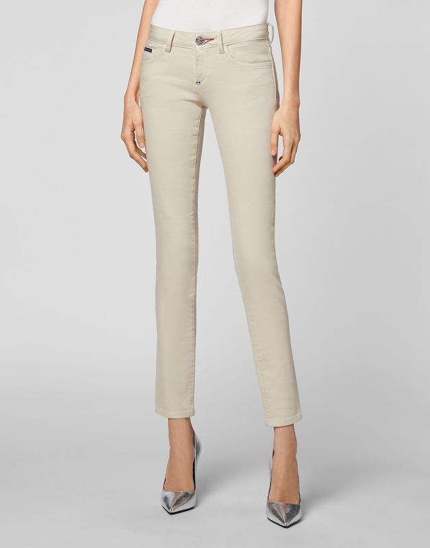 Philipp Plein - Denim Slim Fit Jeggings Iconic - Beige - Dames