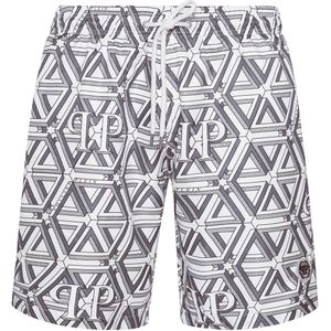 Philipp Plein - Swim Trunks Hexagon Monogram - Grijs - Badmode - Polyester