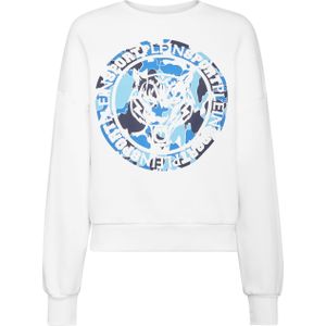 Plein Sport - Carbon Tiger Sweatshirt - Wit - Dames - Katoenmix Fleece