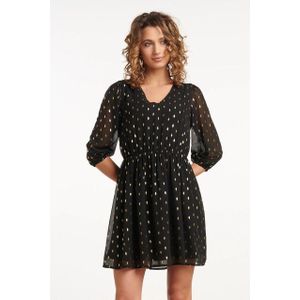 Smashed Lemon - 35061 - Korte Jurk - Zwart - Gouden Stippenprint