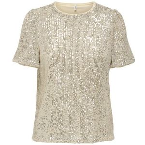 Only - Onlana - T-shirt - Beige - Korte Mouwen