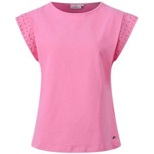 Top - Katoen - Korte Mouwen - Boothals - Strass Kunstwerk