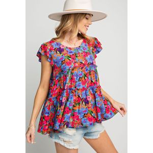 Gelaagde Bloemdruk Blouse