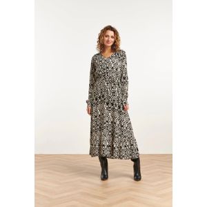 Smashed Lemon 23506 dames losvallend maxi jurk in tribal zwart-wit