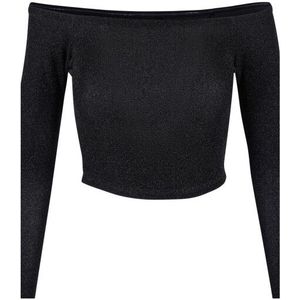 Urban Classics Dames glitter off shoulder top met lange mouwen