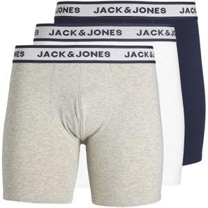 Jack & Jones Heren boxershort lange pijp jacsolid boxer briefs 3-pack grijs/wit/blauw