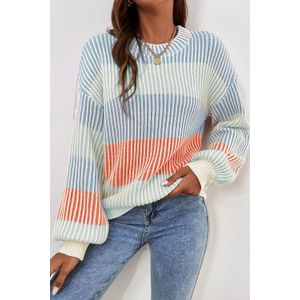 Kleurblokkering Gebreide Rib Pullover