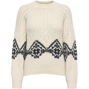 Jacqueline de Yong - Jdynaomi Raglan Jacq Cable - Trui - Ecru/Black