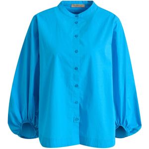 Smith & Soul 0223-0203 644 smith en soul solid volume sleeve blouse blue curacao