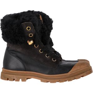 Chloé Geschoren Strijdlaarzen in Zwart Leer en Suède