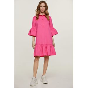 Fuchsia Klokmouwtjes Jurk - Cocktailjurken - Met Ruche Zoom
