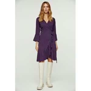 Wikkeljurk - Aubergine - Viscose - Met Klokmouwen