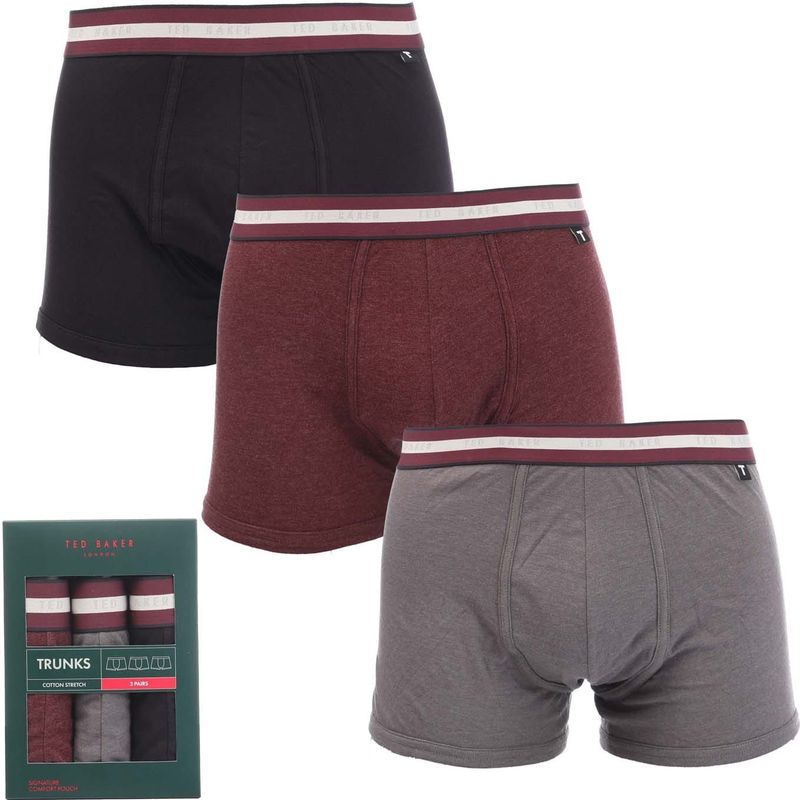 Ted Baker - Drie Pack - Boxershorts - Zwart/Grijs/Radicchio