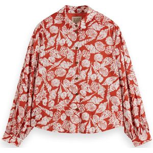 Scotch & Soda 177182 610 scotch&soda printed balloon sleeve shirt shell batik terracotta